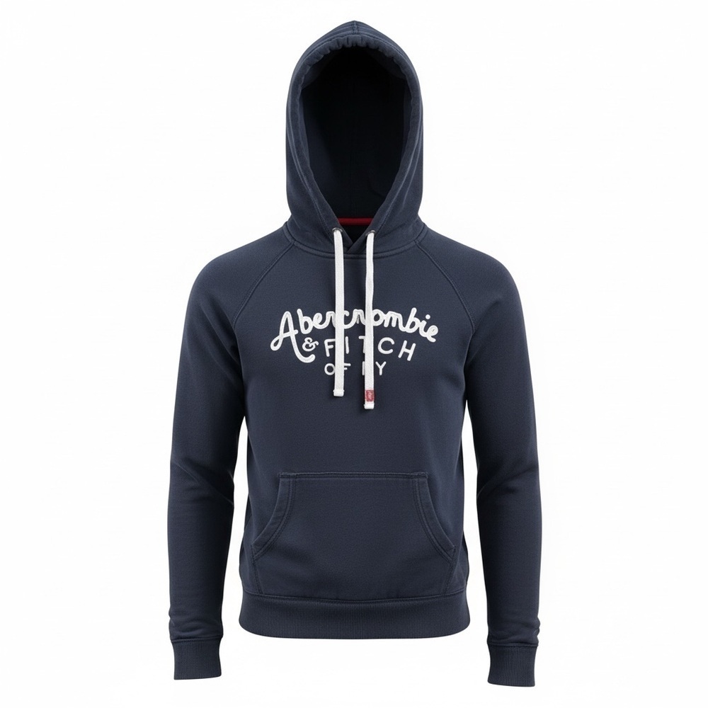 Abercrombie & Fitch NY Embroidered Logo Hoodie Sweatshirt Youth Large Navy Blue